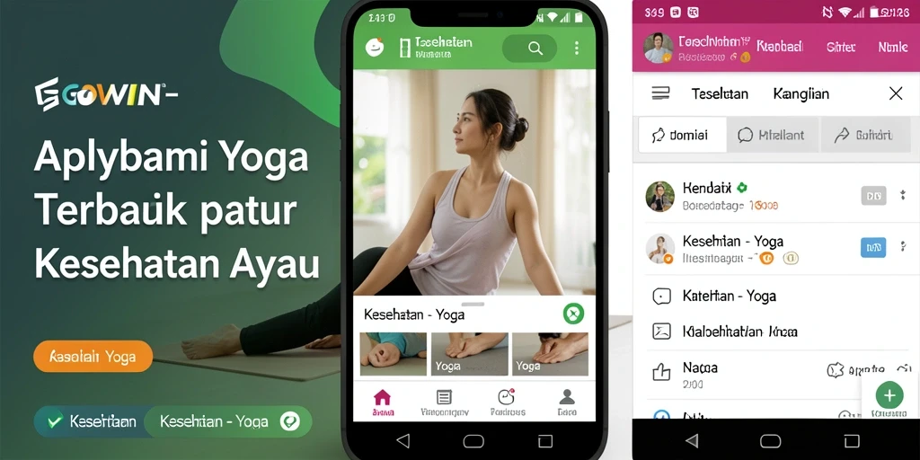 Tampilan antarmuka aplikasi GOWIN yang menampilkan sesi yoga.