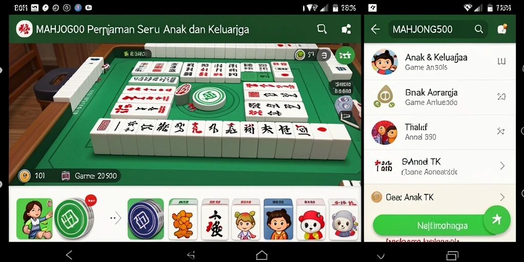 Antarmuka permainan MAHJONG500 yang ceria dan interaktif.