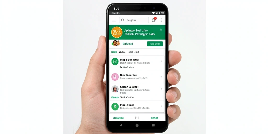 Screenshot antarmuka aplikasi SL72 yang menampilkan soal ujian.
