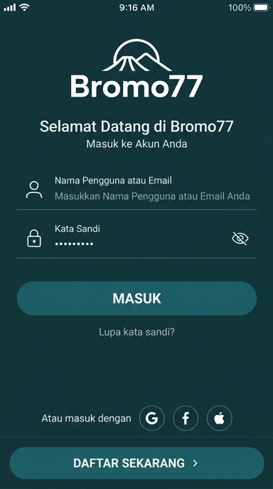 Masuk Akun bromo77 Untuk Pengguna Android